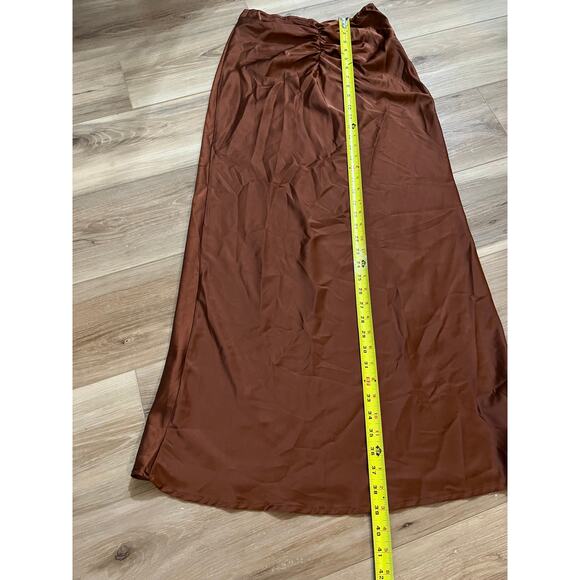 Princess Polly Strapless Satin Midi Dress Rust Brown Size 6 - Picture 7 of 7